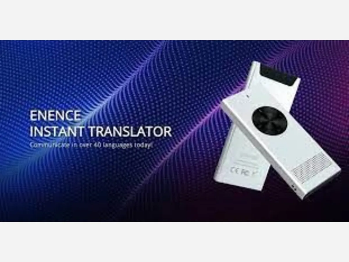Enence Translator shown as a compact travel translation device